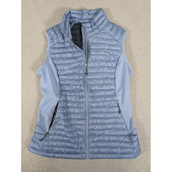 Eddie Bauer First Ascent Down Vest Womens Small Blue Pertex Quantum Stretch - Picture 1 of 11
